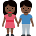 👫🏿 woman and man holding hands: dark skin tone display on Twitter